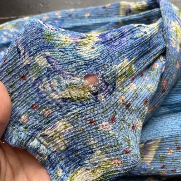 [Orvis] Blue Patchwork Printed Elastic Drawstring Waist Maxi Skirt - Picture 7 of 7